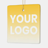 任意の色の背景 | 白いグラデーションとロゴ セラミックオーナメント (左)