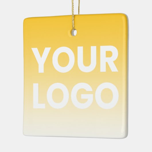 任意の色の背景 | 白いグラデーションとロゴ セラミックオーナメント (左)