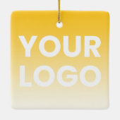 任意の色の背景 | 白いグラデーションとロゴ セラミックオーナメント (裏面)