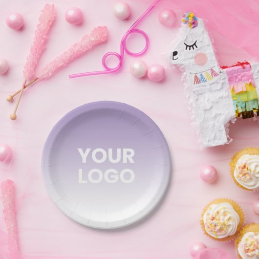 任意の色の背景 | 白いグラデーションとロゴ ペーパープレート (パーティー)