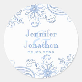 任意の色の花と葉のドードル封筒用シール ラウンドシール