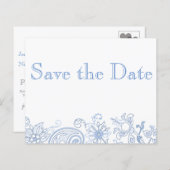 任意の色の花と葉の結婚式の日付保存 (正面/裏面)