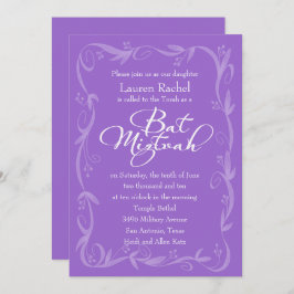 任意の色の葉のフレーム縁どバルミツワー 招待状