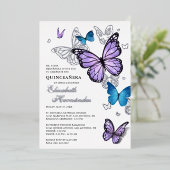 任意の色の蝶のエレガントキンセアニェラ 箔招待状 (立ち正面)