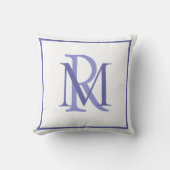 任意の色の重なり合うイニシャルモノグラム枕 クッション (正面)