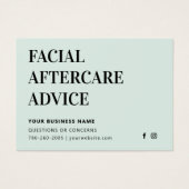 任意の色の顔のアフターケアアドバイス指示カード (正面)