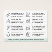 任意の色の顔のアフターケアアドバイス指示カード (裏面)