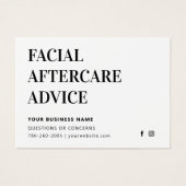 任意の色の顔のアフターケアアドバイス指示カード (正面)