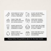 任意の色の顔のアフターケアアドバイス指示カード (裏面)