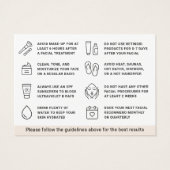 任意の色の顔のアフターケアアドバイス指示カード (裏面)