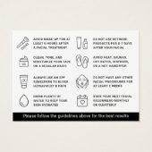 任意の色の顔のアフターケアアドバイス指示カード (裏面)