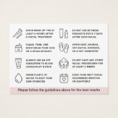 任意の色の顔のアフターケアアドバイス指示カード (裏面)