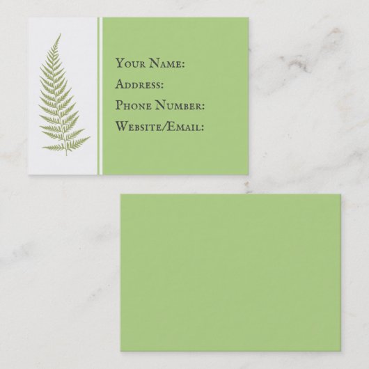 任意の色を押されたシダの葉の名刺を選択 名刺 (正面/裏面)