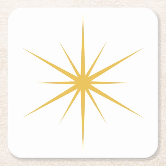 任意の色を選択Mid Century原子モダンスターバスト スクエアペーパーコースター (正面)