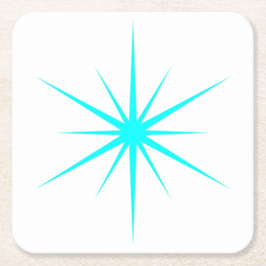 任意の色を選択Mid Century原子モダンスターバスト スクエアペーパーコースター (正面)