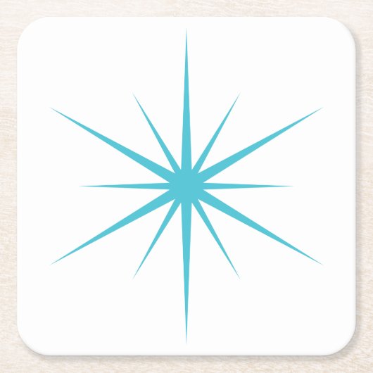 任意の色を選択Mid Century原子モダンスターバスト スクエアペーパーコースター (正面)