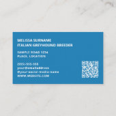 任意の色イタリアンGreyhound Dogシルエット 名刺 (裏面)