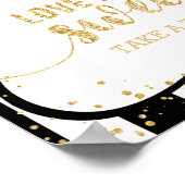 任意の色ストライプの金ゴールド紙吹雪愛は甘い ポスター (角)