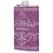 任意の色パーソナライズされたヴィンテージ花盛り新郎 フラスク (左)