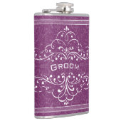 任意の色パーソナライズされたヴィンテージ花盛り新郎 フラスク (右)