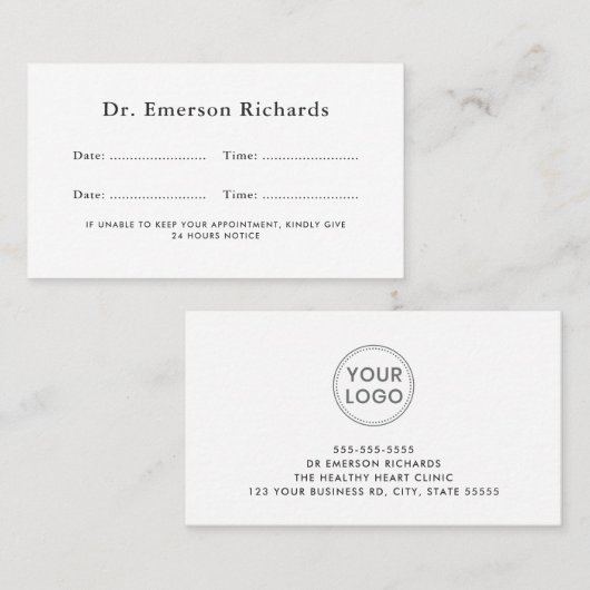 任意の色モダン名前をカスタムするロゴアポイントメントカード 予約カード (正面/裏面)