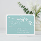 任意の色ワイルドフラワーブランチ結婚式RSVP 出欠カード (スタンド正面)