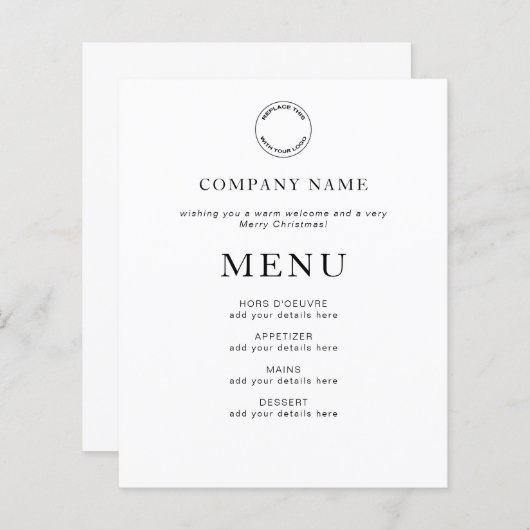 任意の色企業ののクリスマスメニューを予算 (正面/裏面)