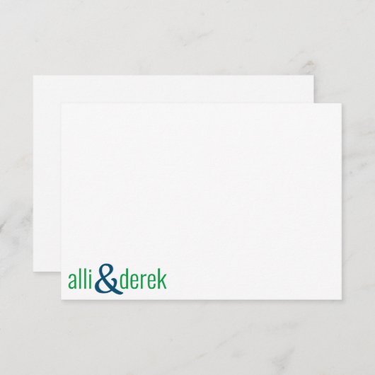 任意の色 – カップルのブロックパーソナライズされたノートカード サンキューカード (正面/裏面)