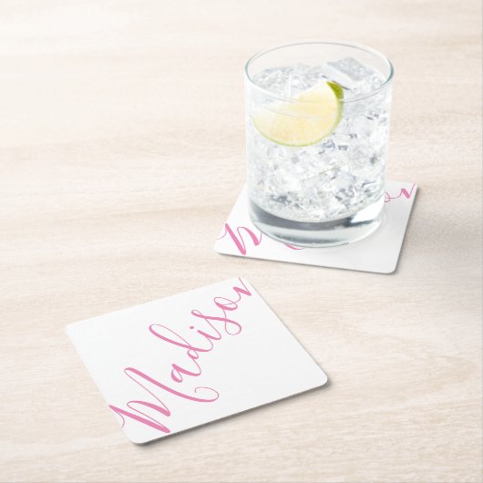 任意の色 – スクリプト名紙コースター スクエアペーパーコースター (インサイチュ)