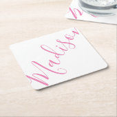 任意の色 – スクリプト名紙コースター スクエアペーパーコースター (アングル)