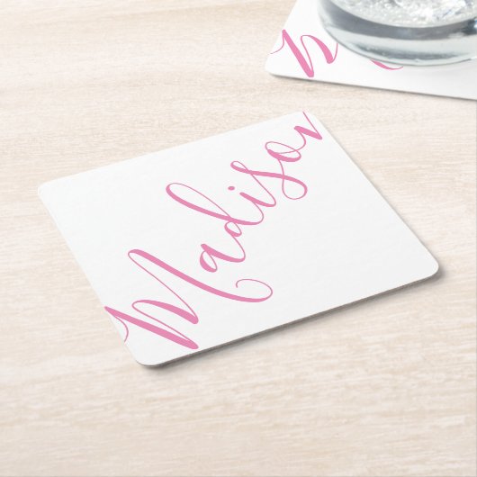 任意の色 – スクリプト名紙コースター スクエアペーパーコースター (アングル)