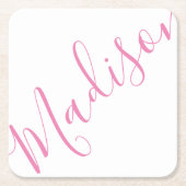 任意の色 – スクリプト名紙コースター スクエアペーパーコースター (正面)