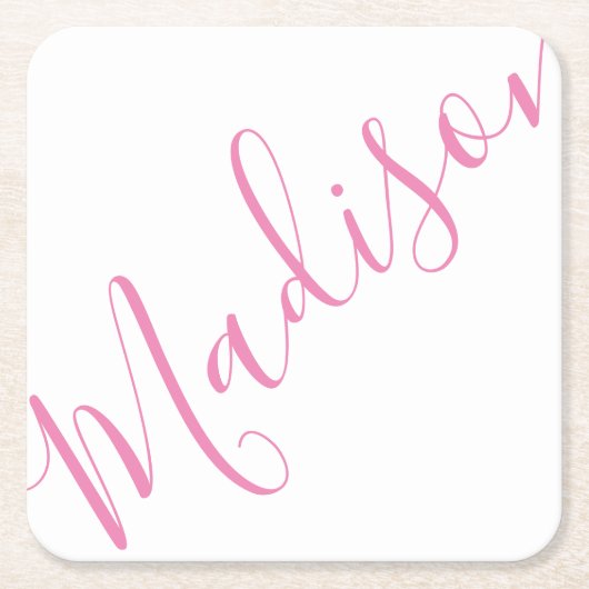 任意の色 – スクリプト名紙コースター スクエアペーパーコースター (正面)