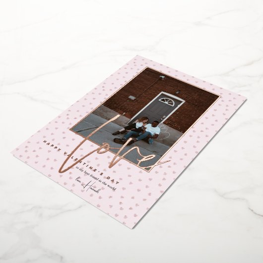 任意の色 |ハッピーバレンタインデーフォトカード 箔シーズンカード (回転した状態)