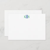 任意の色 – モノグラムシンプルノートカード サンキューカード (正面/裏面)