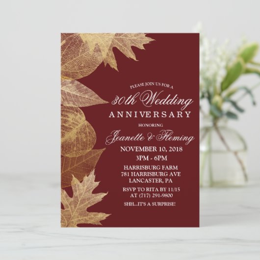 任意の色 - 秋の結婚記念日招待状 招待状 (スタンド正面)