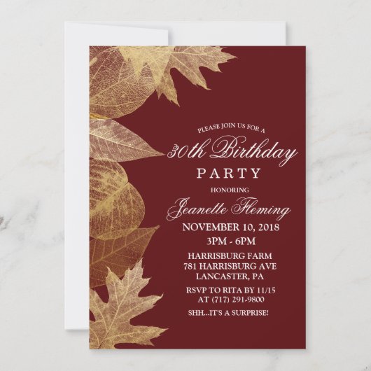 任意の色 – 紅葉誕生日招待状 招待状 (正面)