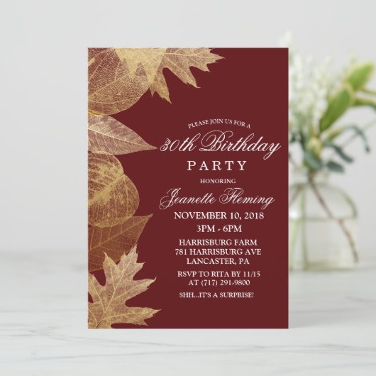 任意の色 – 紅葉誕生日招待状 招待状 (スタンド正面)