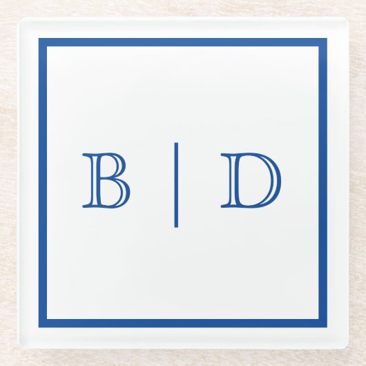 任意の色 – 2文字モノグラムガラスコースター ガラスコースター (正面)