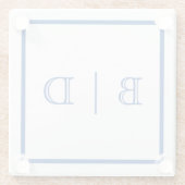 任意の色 – 2文字モノグラムガラスコースター ガラスコースター (裏面)