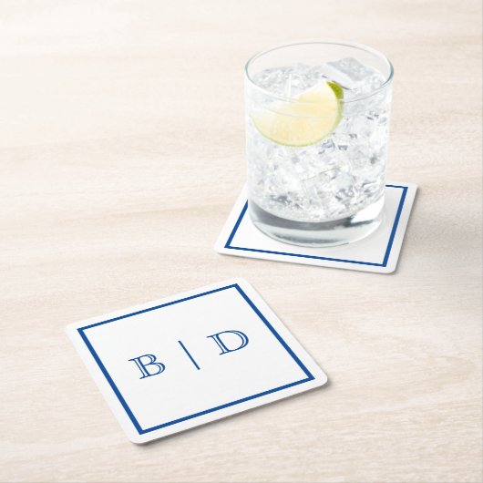 任意の色 – 2文字モノグラム紙コースター スクエアペーパーコースター (インサイチュ)