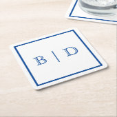 任意の色 – 2文字モノグラム紙コースター スクエアペーパーコースター (アングル)