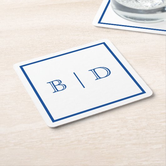 任意の色 – 2文字モノグラム紙コースター スクエアペーパーコースター (アングル)