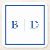 任意の色 – 2文字モノグラム紙コースター スクエアペーパーコースター (正面)