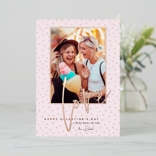 任意の色 | Happy GalentineのDay写真 箔シーズンカード (立ち正面)