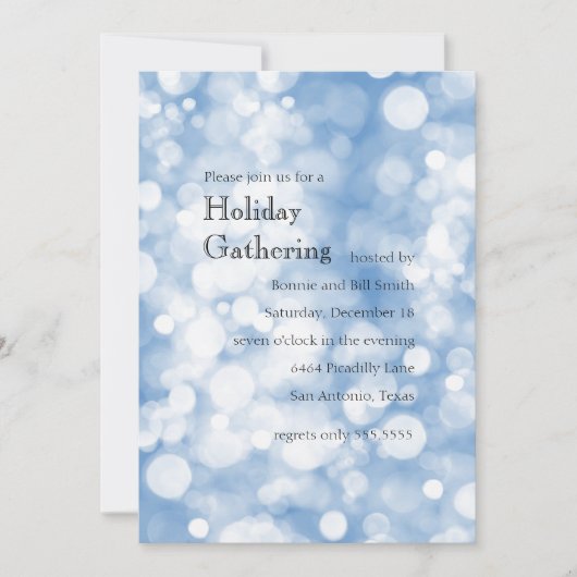 任意の色w/スパークリー《写真》ぼけ味ライツホリデーパーティー 招待状 (正面)