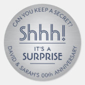 任意の記念日のサプライズネイビーブルーブラシ付きシルバー ラウンドシール (正面)