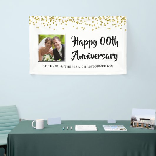 任意の記念日の写真金ゴールド紙吹雪 横断幕 (トレードショー)