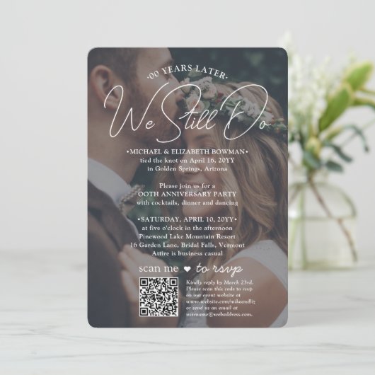 任意の記念日パーティーQRフォトオーバーレイ私たちはまだ行う 招待状 (スタンド正面)