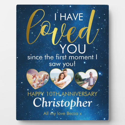 任意の記念日 愛された ハート フォト コラージュ フォトプラーク (正面)